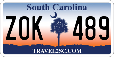 SC license plate ZOK489