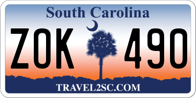 SC license plate ZOK490