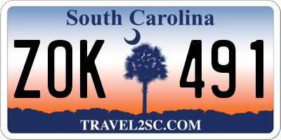 SC license plate ZOK491