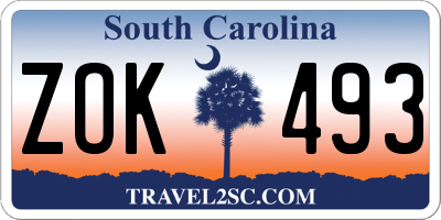 SC license plate ZOK493
