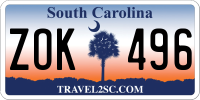 SC license plate ZOK496