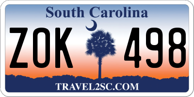 SC license plate ZOK498
