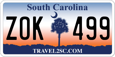 SC license plate ZOK499