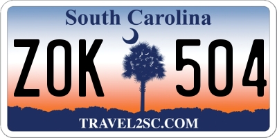 SC license plate ZOK504