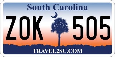 SC license plate ZOK505