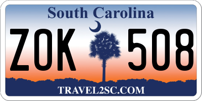 SC license plate ZOK508