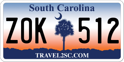 SC license plate ZOK512