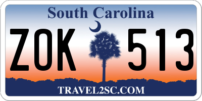 SC license plate ZOK513