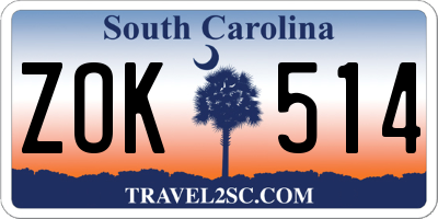 SC license plate ZOK514
