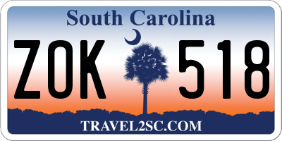 SC license plate ZOK518
