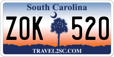 SC license plate ZOK520