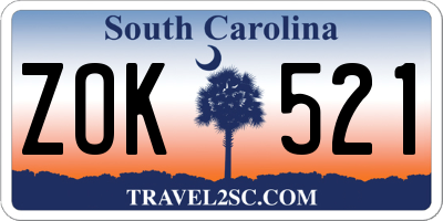 SC license plate ZOK521