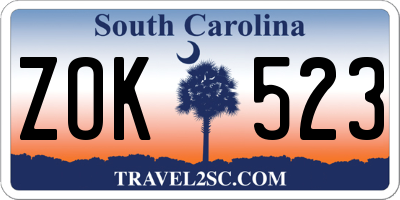 SC license plate ZOK523