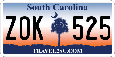 SC license plate ZOK525