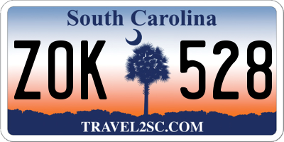 SC license plate ZOK528