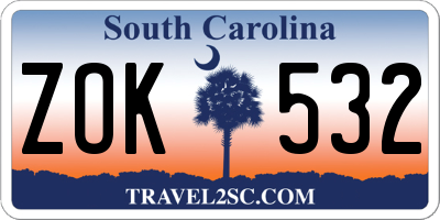 SC license plate ZOK532
