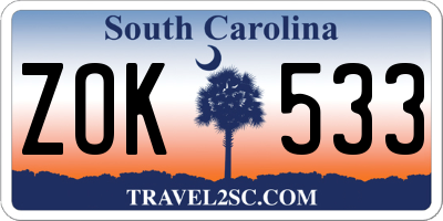 SC license plate ZOK533