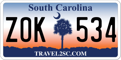 SC license plate ZOK534
