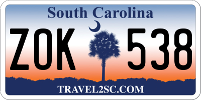 SC license plate ZOK538