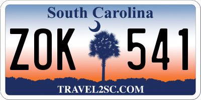 SC license plate ZOK541