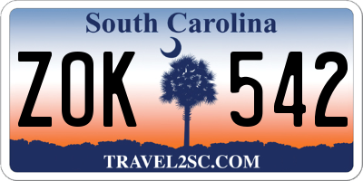 SC license plate ZOK542