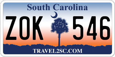 SC license plate ZOK546