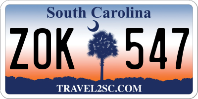 SC license plate ZOK547