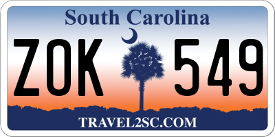 SC license plate ZOK549