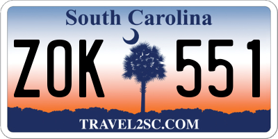 SC license plate ZOK551