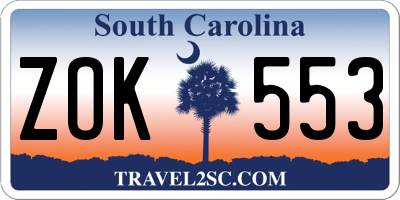 SC license plate ZOK553