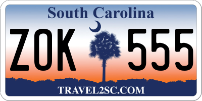 SC license plate ZOK555