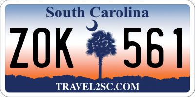 SC license plate ZOK561