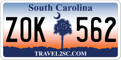 SC license plate ZOK562
