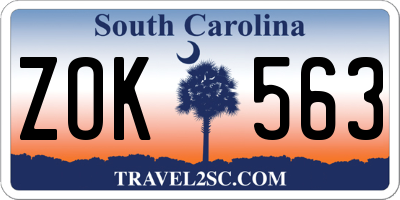 SC license plate ZOK563