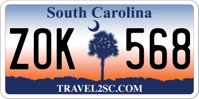 SC license plate ZOK568