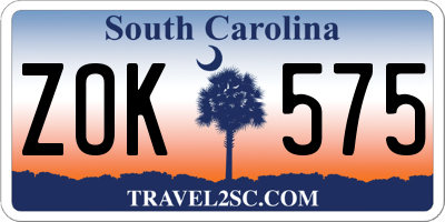 SC license plate ZOK575