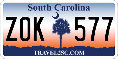 SC license plate ZOK577