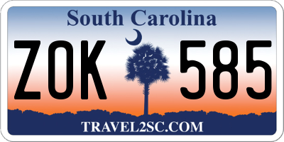 SC license plate ZOK585