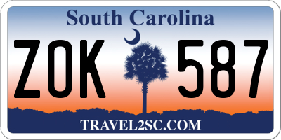 SC license plate ZOK587