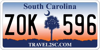 SC license plate ZOK596