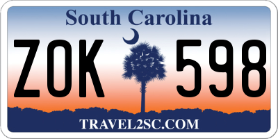 SC license plate ZOK598