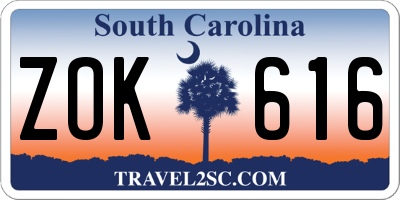 SC license plate ZOK616