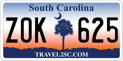SC license plate ZOK625