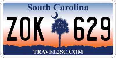 SC license plate ZOK629