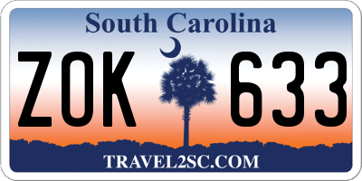 SC license plate ZOK633
