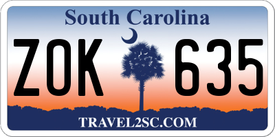 SC license plate ZOK635