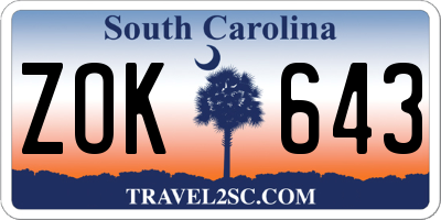 SC license plate ZOK643