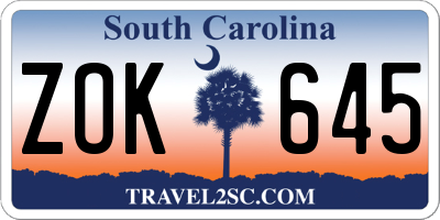 SC license plate ZOK645