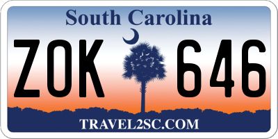 SC license plate ZOK646