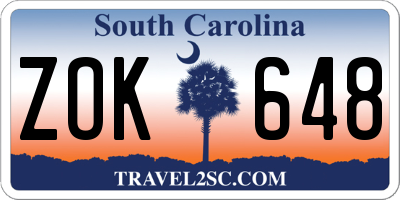 SC license plate ZOK648